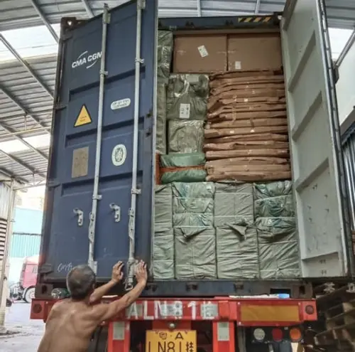 Packed shipping containers ready for export at Nansha Port